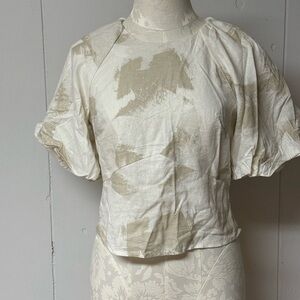 DKNY Cream Patterned Women's Blouse